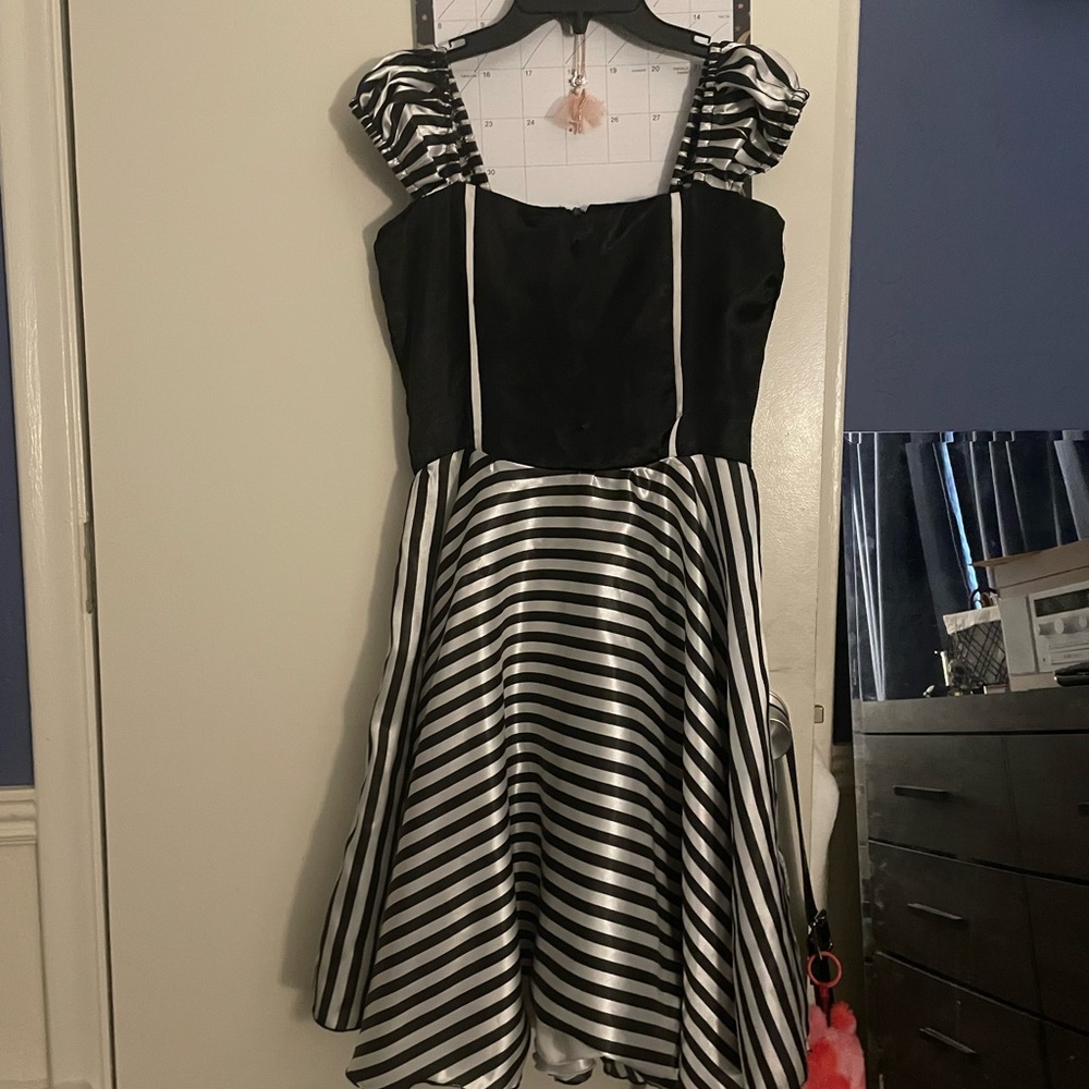 black and white striped dance costume dress